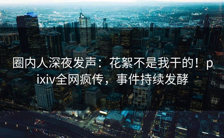 圈内人深夜发声：花絮不是我干的！pixiv全网疯传，事件持续发酵