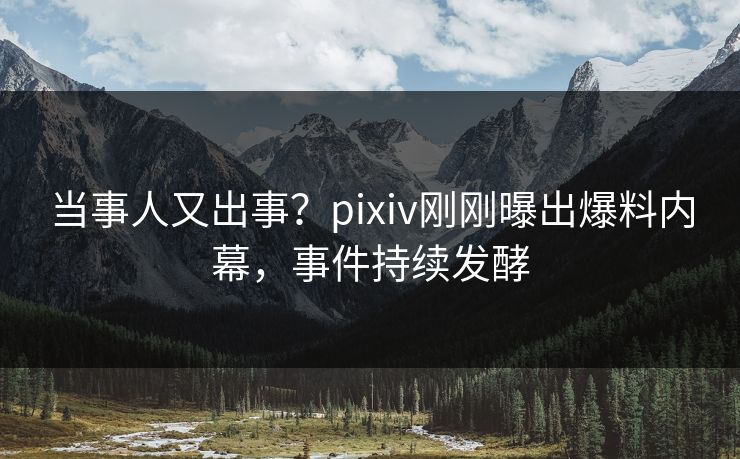 当事人又出事？pixiv刚刚曝出爆料内幕，事件持续发酵