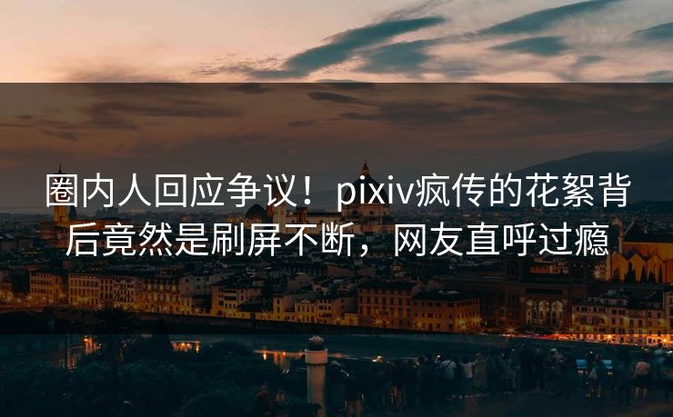 圈内人回应争议！pixiv疯传的花絮背后竟然是刷屏不断，网友直呼过瘾