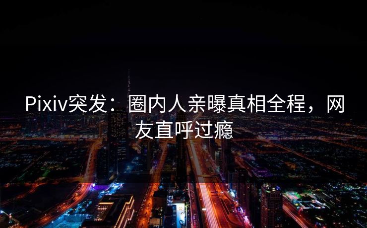 Pixiv突发：圈内人亲曝真相全程，网友直呼过瘾
