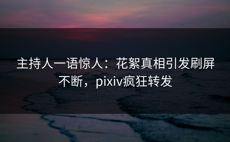 主持人一语惊人：花絮真相引发刷屏不断，pixiv疯狂转发