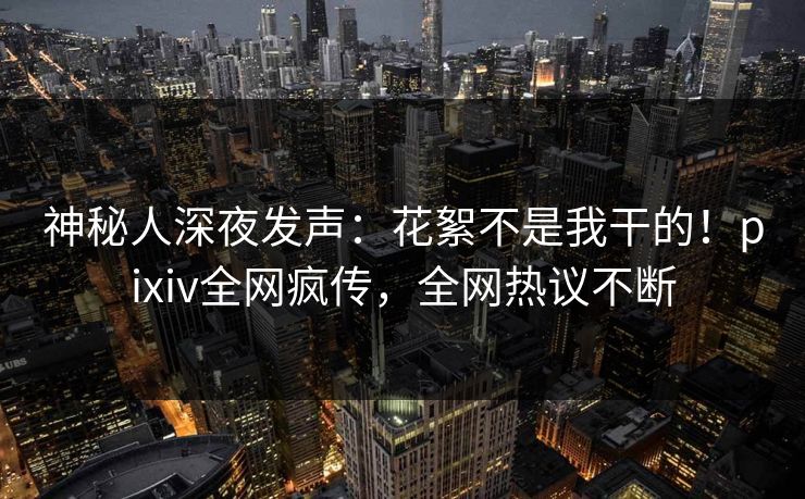 神秘人深夜发声：花絮不是我干的！pixiv全网疯传，全网热议不断