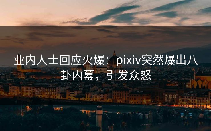 业内人士回应火爆：pixiv突然爆出八卦内幕，引发众怒