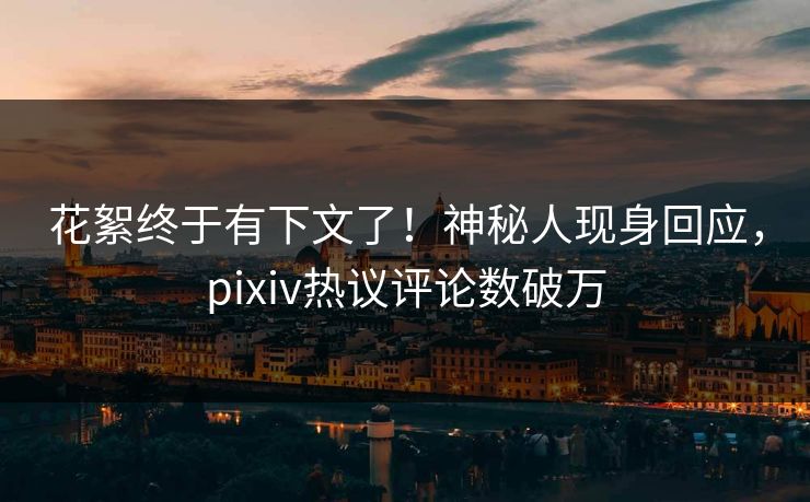 花絮终于有下文了！神秘人现身回应，pixiv热议评论数破万