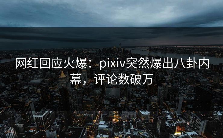 网红回应火爆：pixiv突然爆出八卦内幕，评论数破万