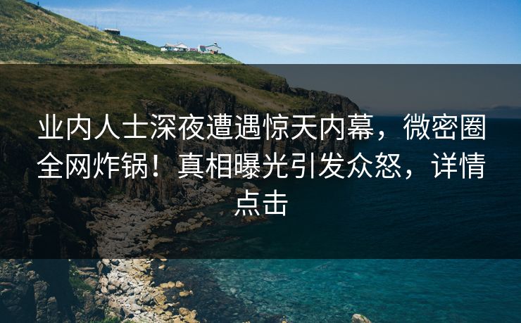 业内人士深夜遭遇惊天内幕，微密圈全网炸锅！真相曝光引发众怒，详情点击
