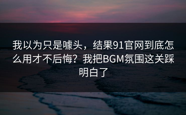 我以为只是噱头，结果91官网到底怎么用才不后悔？我把BGM氛围这关踩明白了